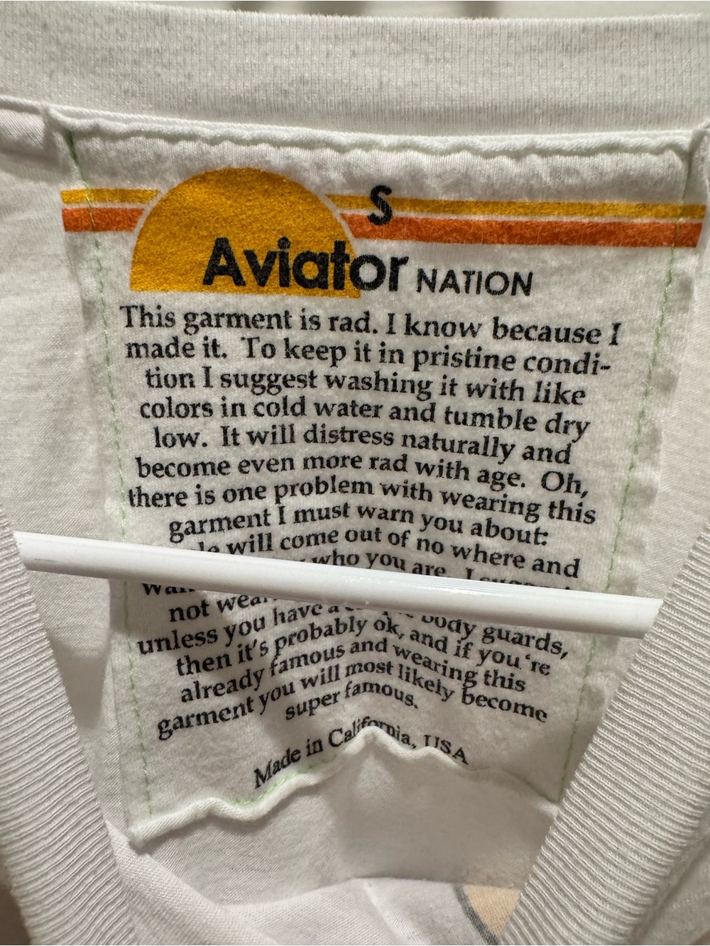 Aviator Nation smiley crew White Tee with Yellow Smiley Patch - Picture 3 of 6